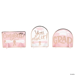 Pink Metallic Grad Deluxe Tabletop Cardstock Centerpieces-3Pk